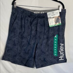 Hurley Men's Navy Floral Athletic Shorts